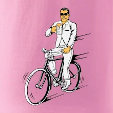 Gentleman na bicykli s pivom