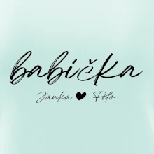 Babička Tričko s menami detí písacie písmo