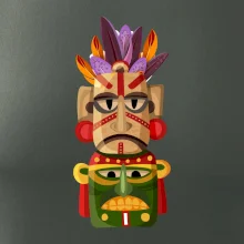 Mayová maska s perím