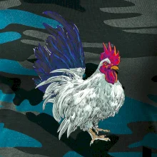 Kohút kreslený biely