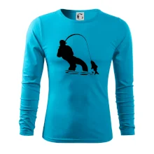 Rybár ťahajúce rybu