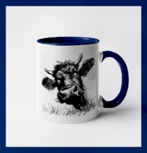 Čiernobiela karikatúra čierna krava hlava