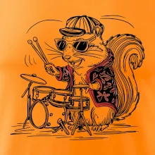 Squirrel playing drums