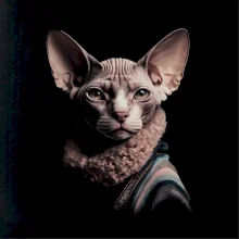 Kočka sphynx s límcem Kočka sphynx s límcem