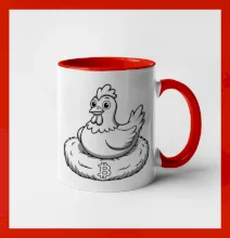 Kurča sediace na bitcoinovom hniezde