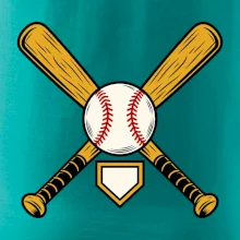 Zkřížené baseballové pálky a míček