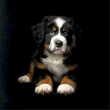 Bernský salašnícky pes šteňa čierna fotka