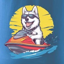 Husky na vodnom skútri