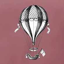 Teplovzdušný balón kreslený