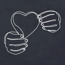 Ruka držiaca srdce jedným ťahom