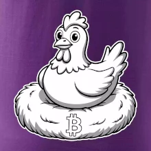 Kurča sediace na bitcoinovom hniezde