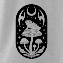 Goblincore čiernobiela oválna žaba