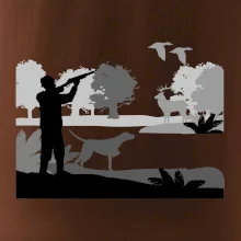 Lovec a stavač v lese