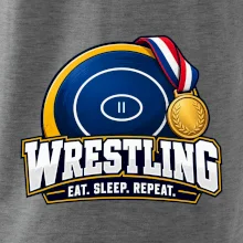 Zápasnická žíněnka se zlatou medailí eat sleep wrestling  repeat