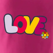 Love nápis s kvetinou