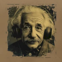 Albert Einstein so slúchadlami