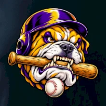 Baseballový buldok s pálkou