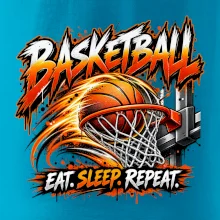 Basketbalový kôš s loptou eat sleep repeat