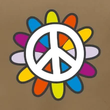 Peace symbol s kreslenou kvetinou