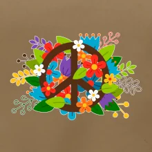 Peace symbol prerastený kvetinami