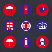 Anglicko symboly v kruhoch