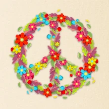 Peace symbol červené kvety