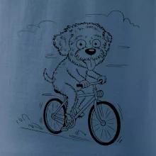 Lagotto romagnolo karikatúra na bicykli čierna