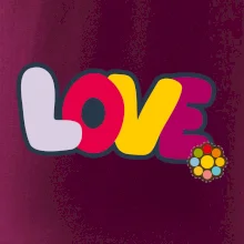 Love nápis s kvetinou