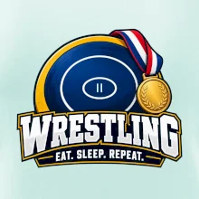 Zápasnická žíněnka se zlatou medailí eat sleep wrestling  repeat
