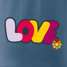 Love nápis s kvetinou