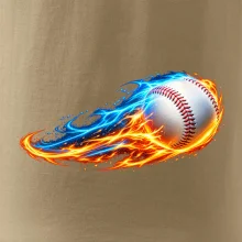 Letící baseballový míček v plamenech