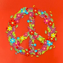 Peace symbol červené kvety