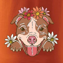 Americký stafordšírsky teriér hlava s kvetinami