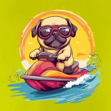 Mops na vodnom skútri