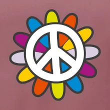Peace symbol s kreslenou kvetinou