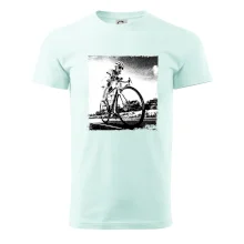 Cyklista čiernobiela cesta