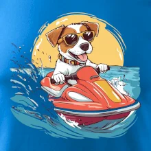 Jack russell teriér na vodnom skútri