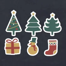 Vianočná sada - stromčeky a darčeky