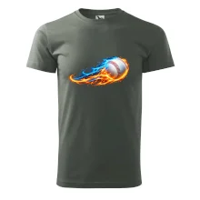 Letící baseballový míček v plamenech