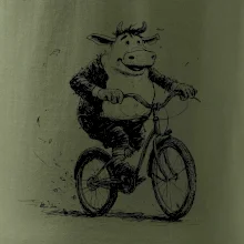 Tučná krava na bicykli