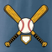 Zkřížené baseballové pálky a míček