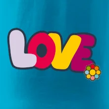 Love nápis s kvetinou