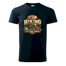 Turistický batoh v horách eat sleep repeat