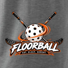 Florbalové hokejky s dierkovanou loptičkou eat sleep repeat