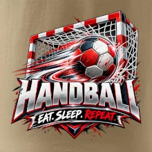 Hádzanárska lopta v bránke eat sleep repeat
