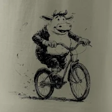 Tučná krava na bicykli