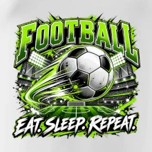Futbalová lopta a štadión eat sleep repeat