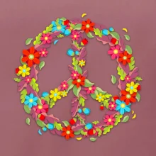 Peace symbol červené kvety