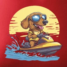 Jazvečík na vodnom skútri