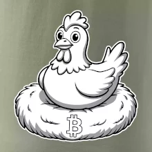 Kurča sediace na bitcoinovom hniezde